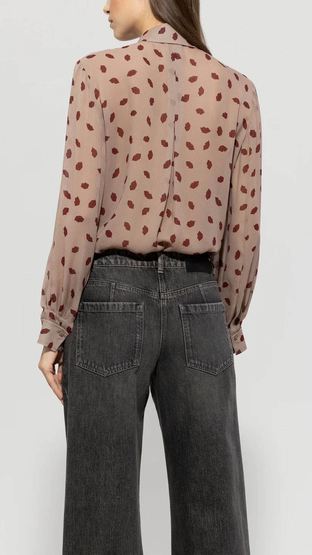 Shirt Blouse with Lips Print - SALE