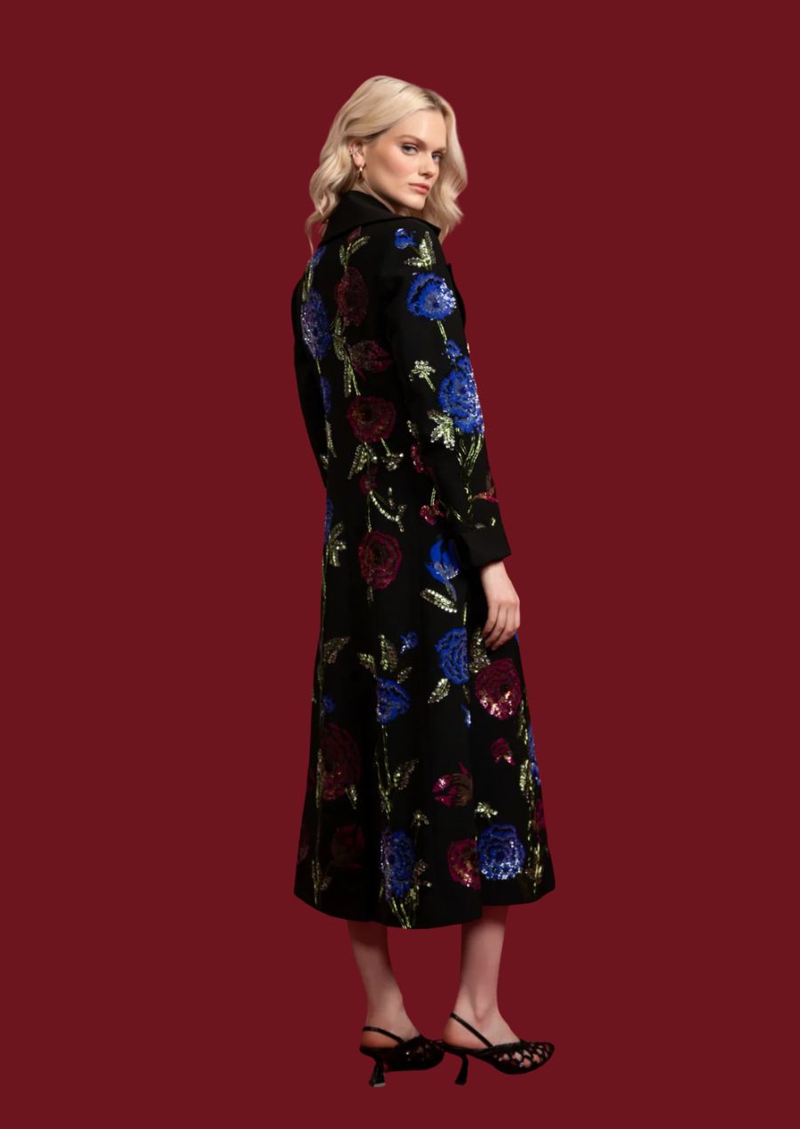 Gloria Noir Floral Emb. Jacket