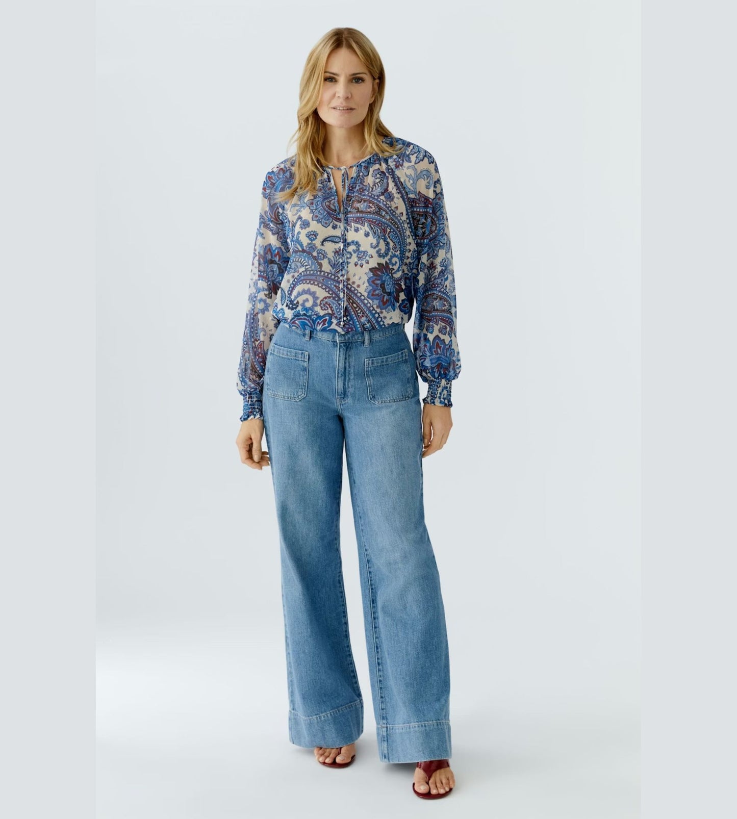 Blouse- Off White Blue