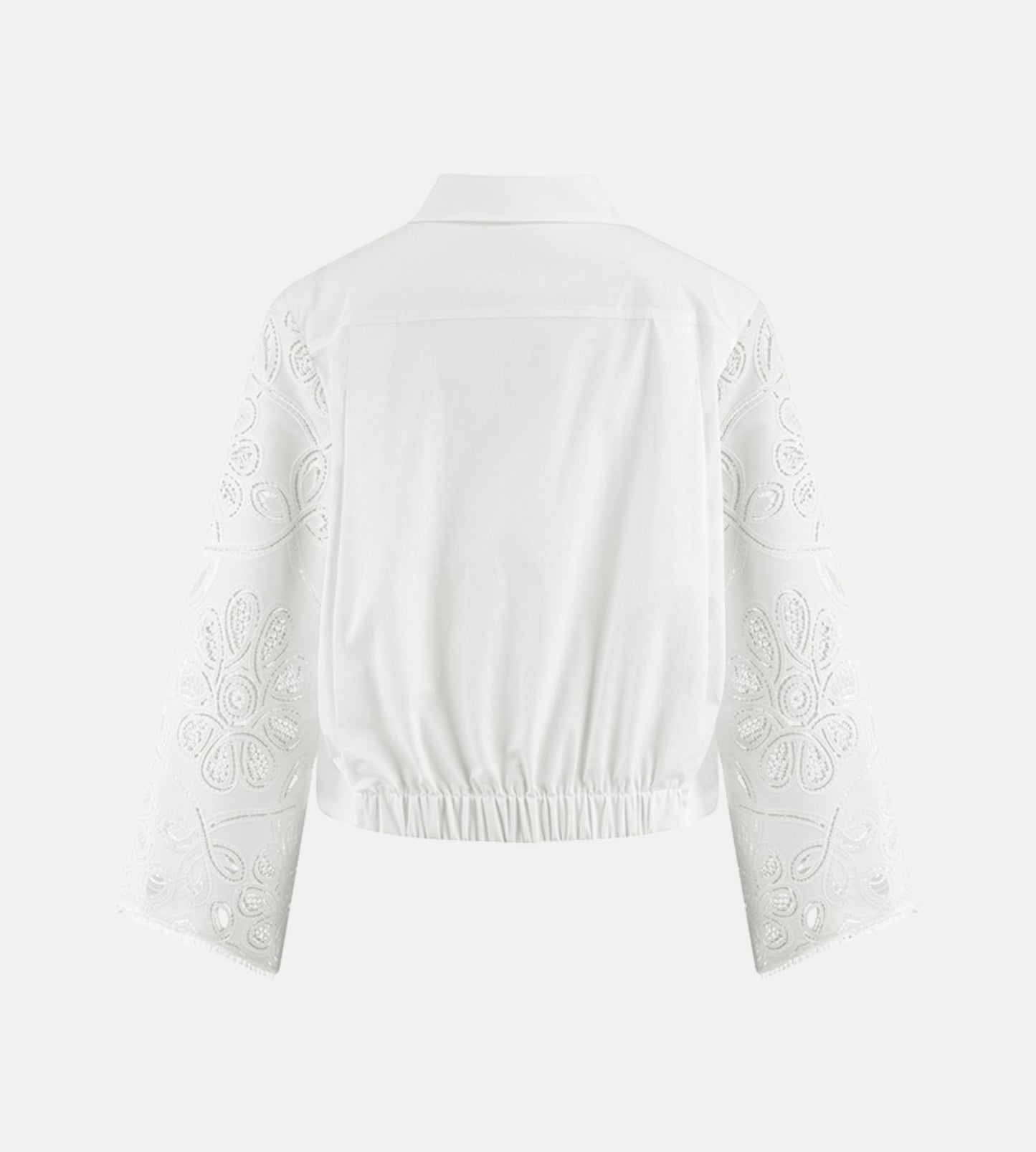 Poplin Blouse with Embroidered Sleeves