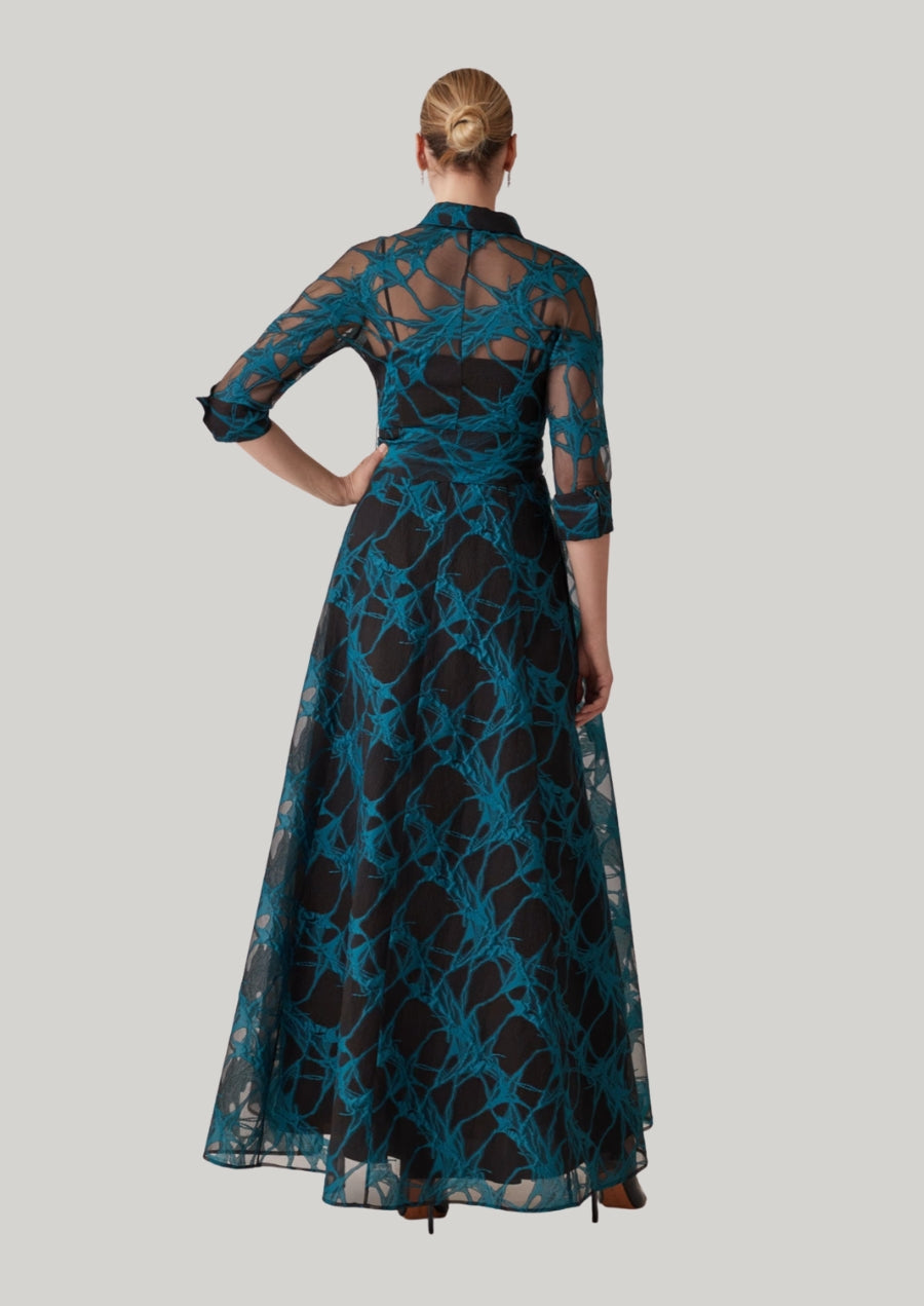 Organza Web Pattern Shirt Dress