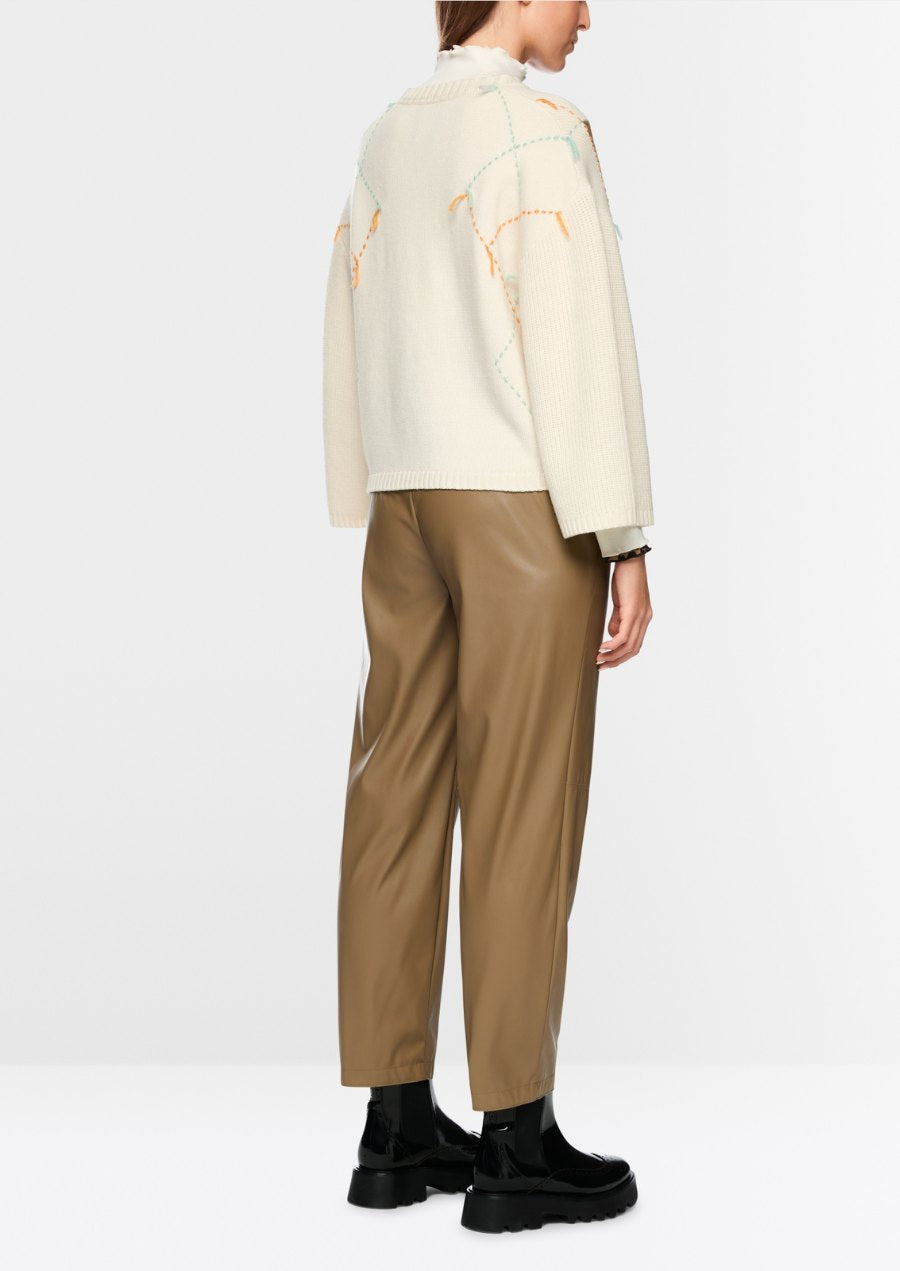 Wool Jumper with Argyle and Fringes