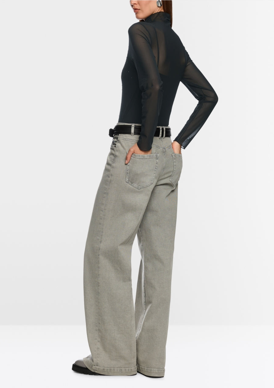 Long-Sleeved Mesh Top with Hotfix