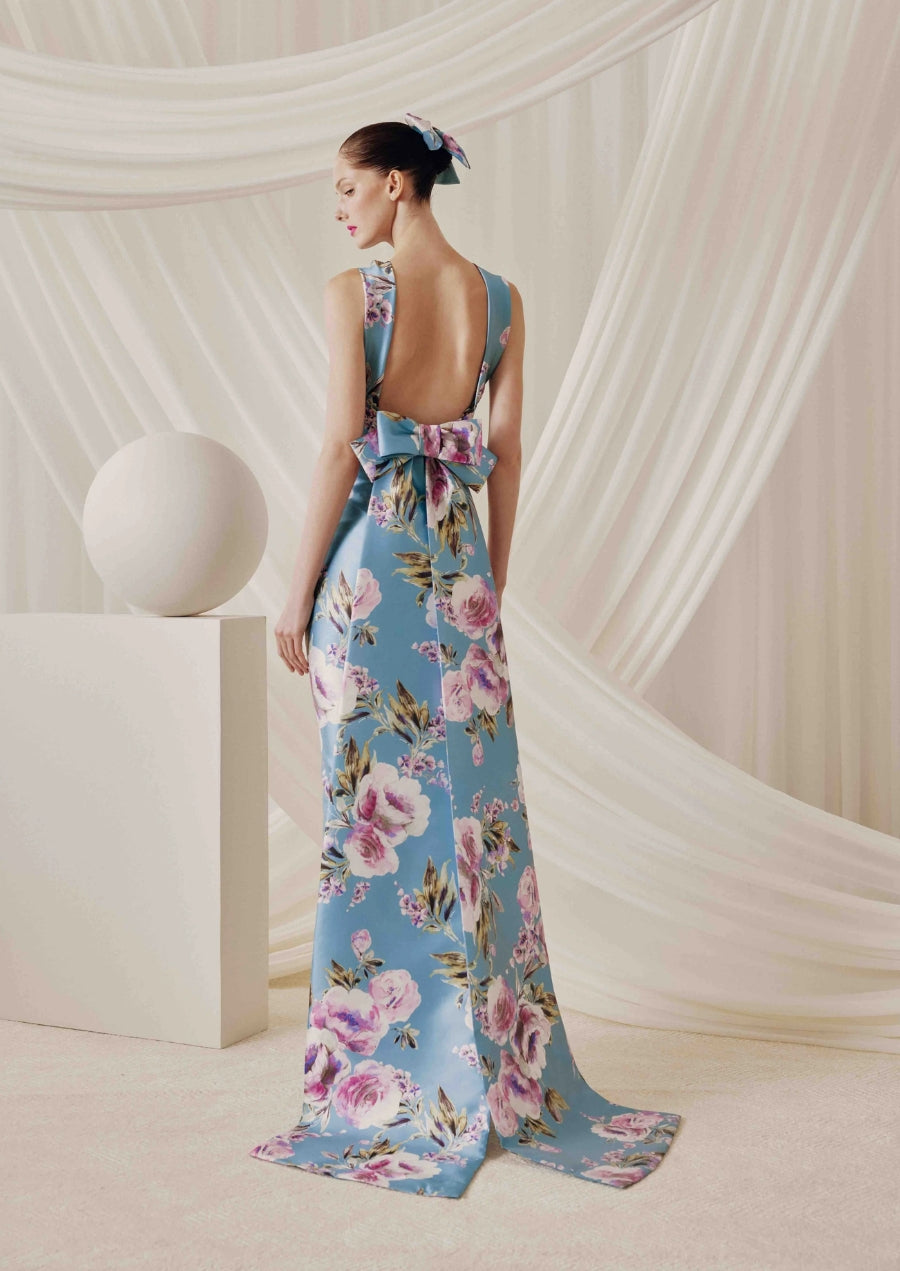 Blue Multi Floral Gown