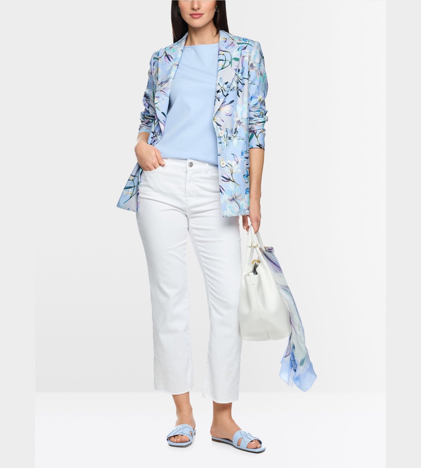 Single-Breasted Blazer with Floral Pattern