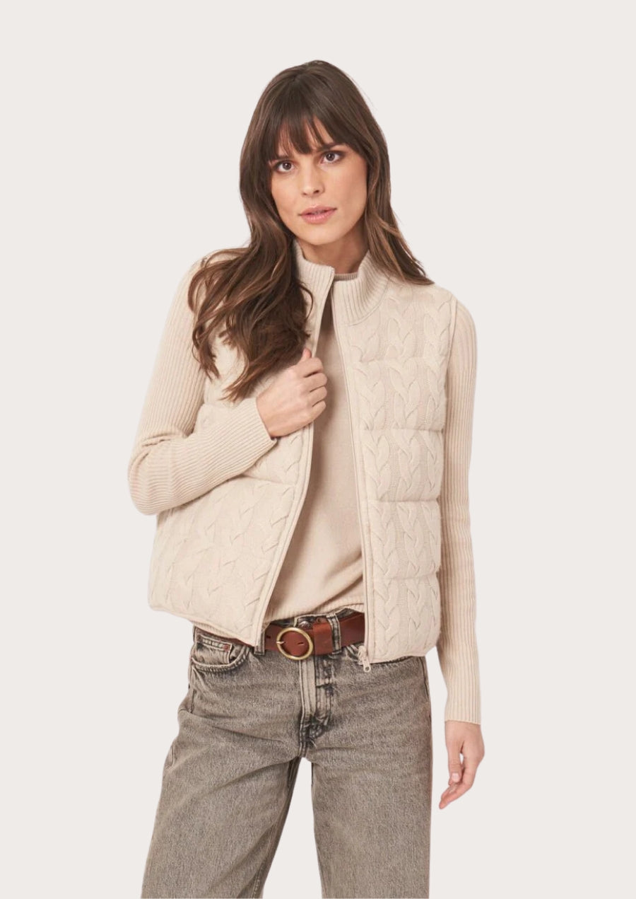 Reversible Sleeveless Cable Knit Down Vest