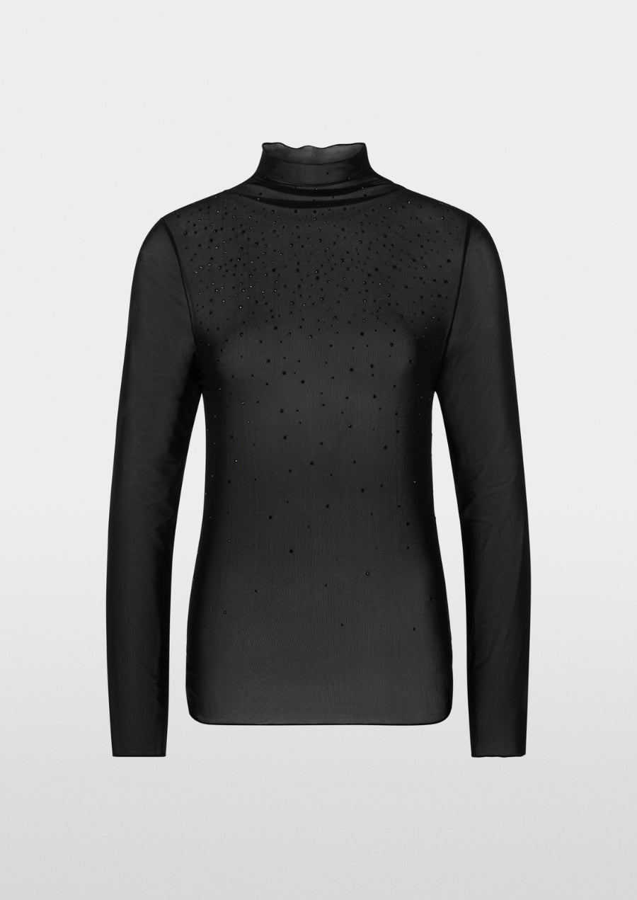 Long-Sleeved Mesh Top with Hotfix