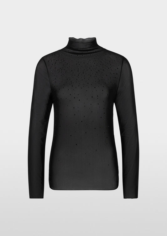 Long-Sleeved Mesh Top with Hotfix