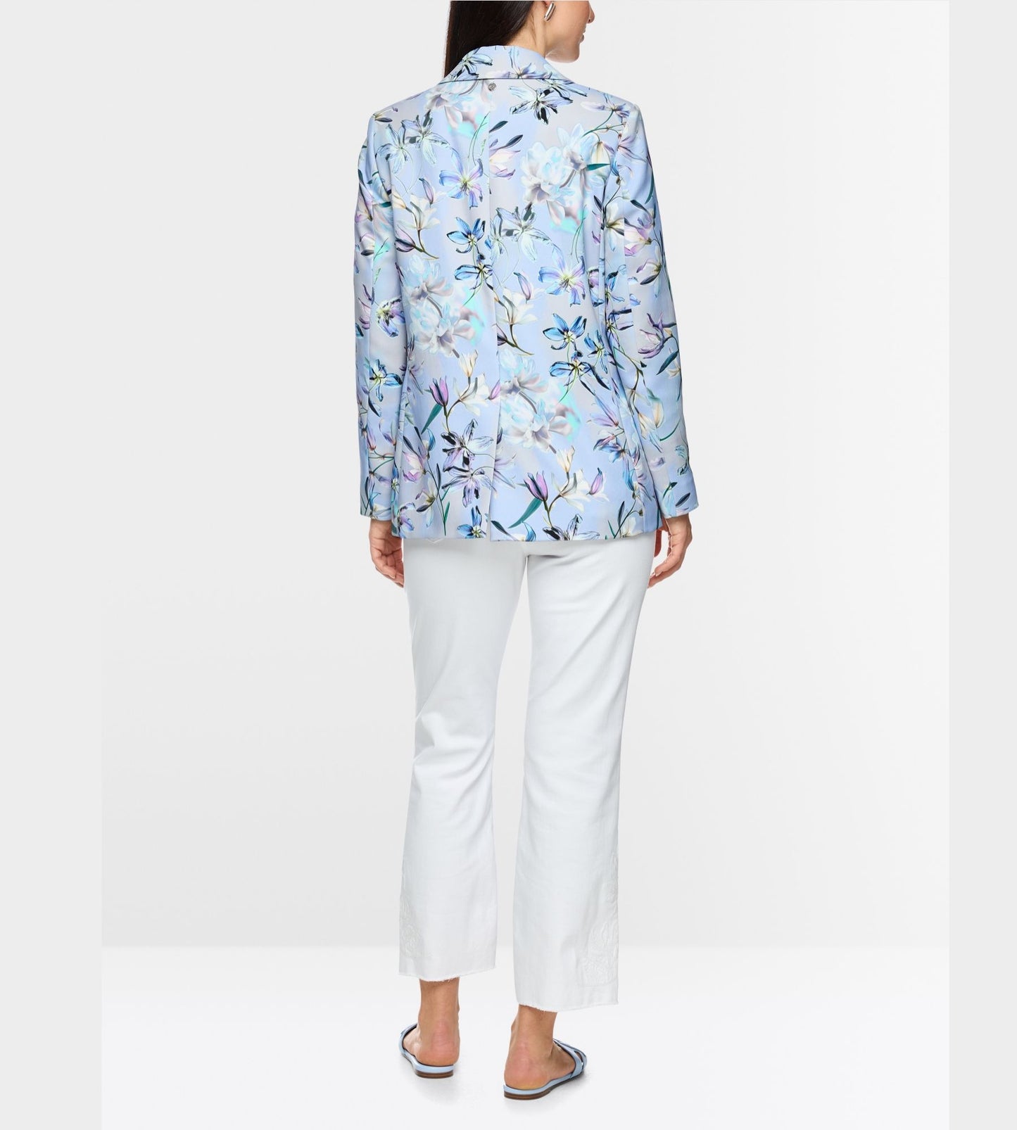Single-Breasted Blazer with Floral Pattern