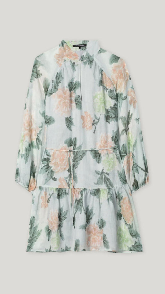 Ramie Dress with Floral Print