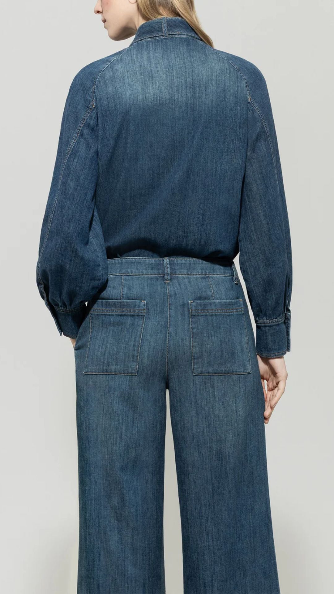 Denim Blouse With A Tie