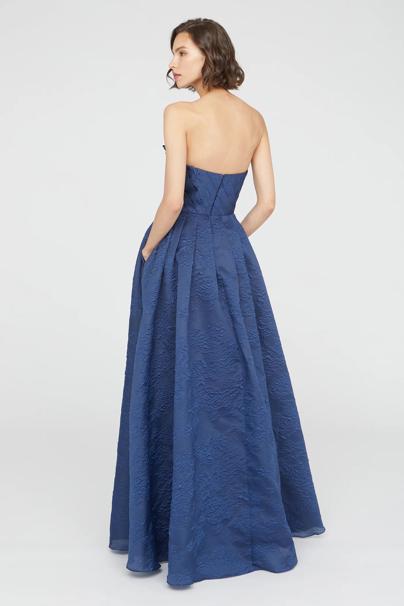 Mariana Fan Fold Navy Gown