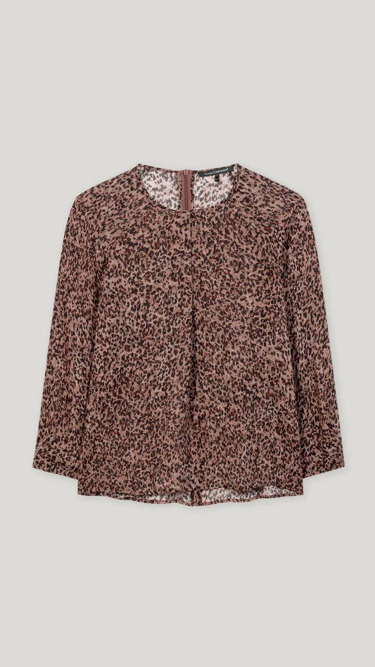 Blouse with Animal Print-Burgundy