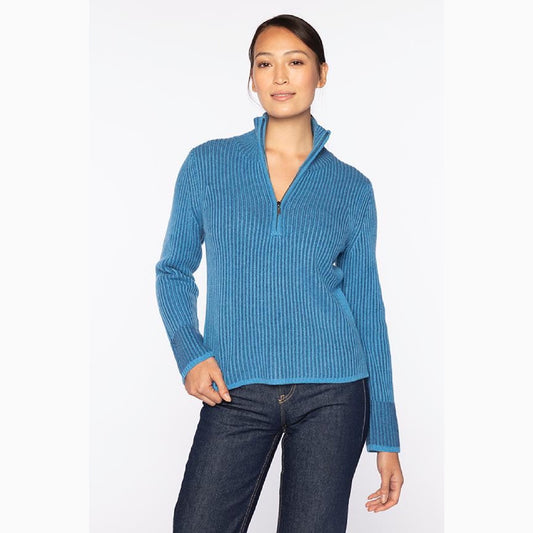 Plaited Rib Zip Mock