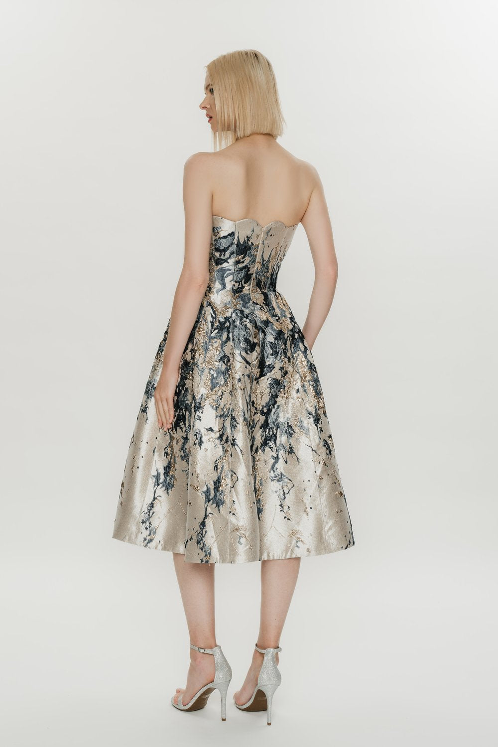 Abstract Floral Strapless Dress