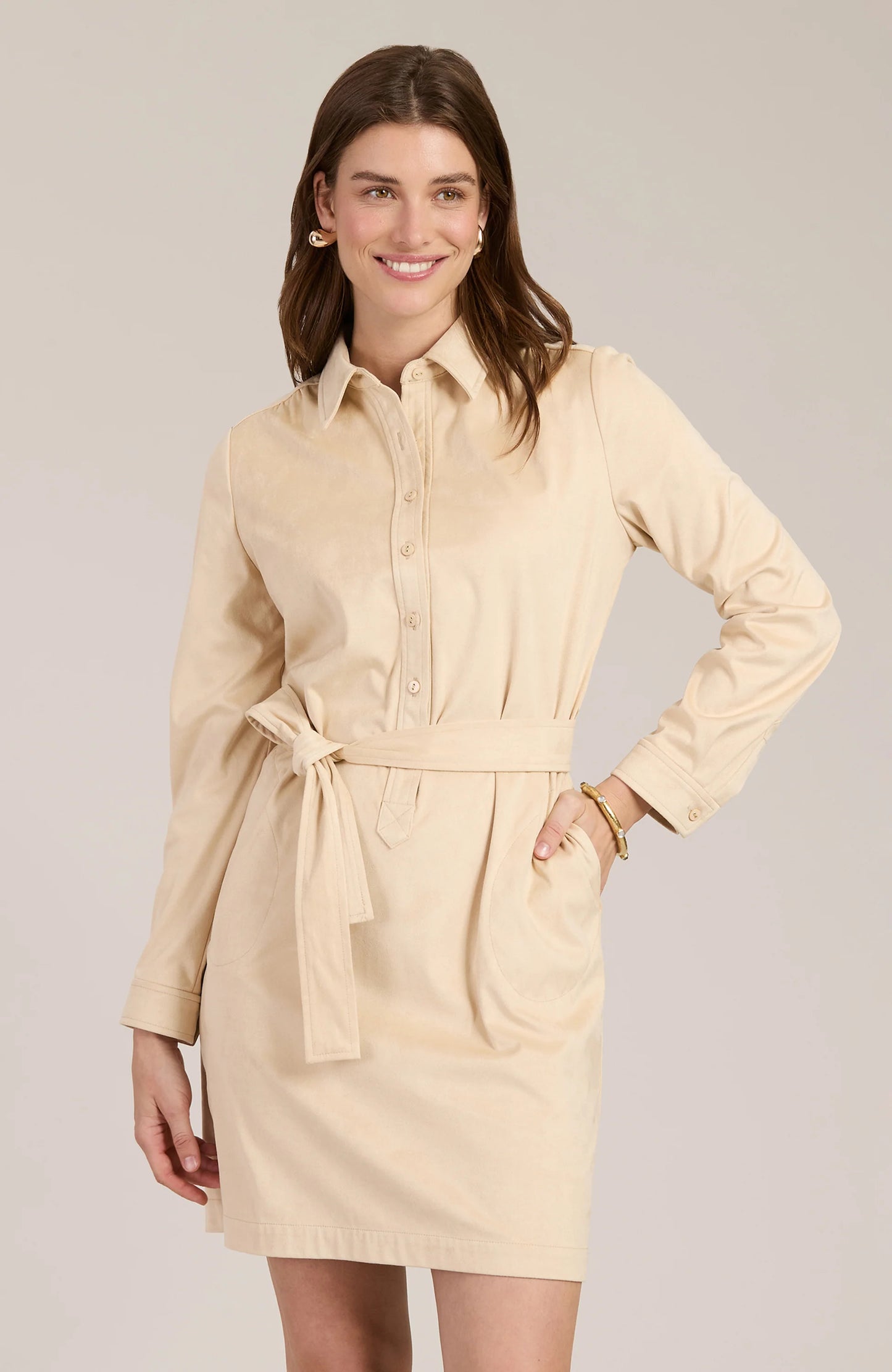 Ziva Faux Suede Shirtdress