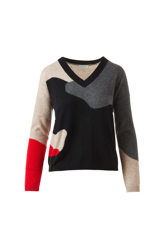 Intarsia Easy Vee- Black Multi