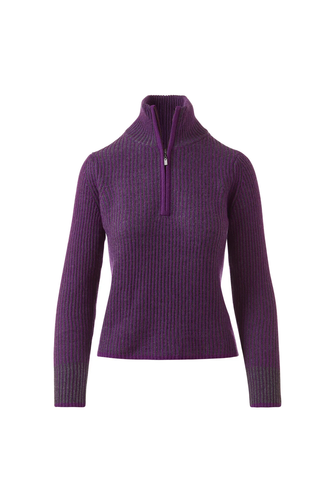 Plaited Rib Zip Mock in Violet
