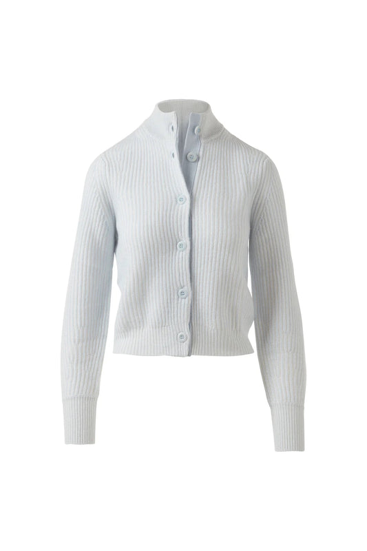 Plaited Rib Button Mock Cardigan