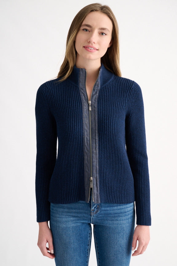 LFSG6-219 Denim Trim Zip Mock