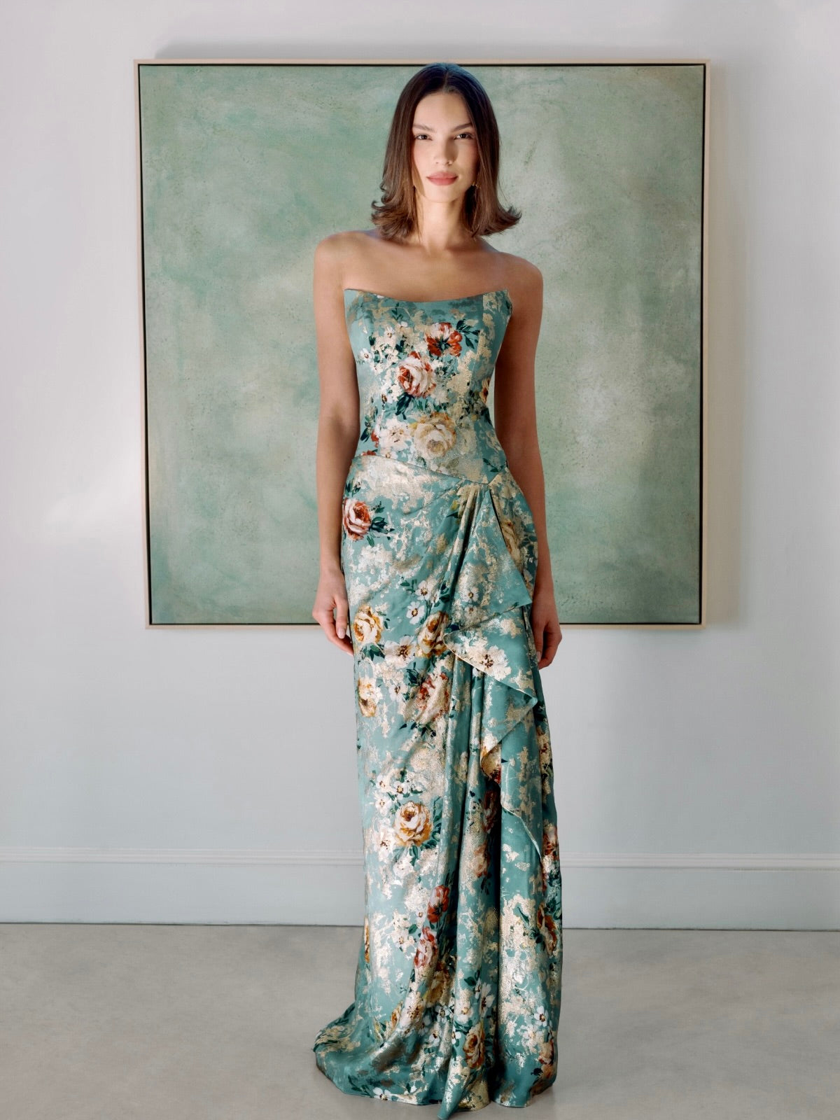 Heirloom Mint/Gold Floral Gown