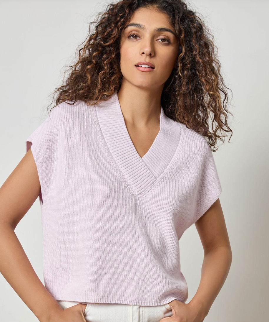 Wide Trim V-Neck Sweater