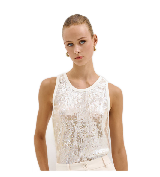 Sequin Top with Ribbed Details -SALE