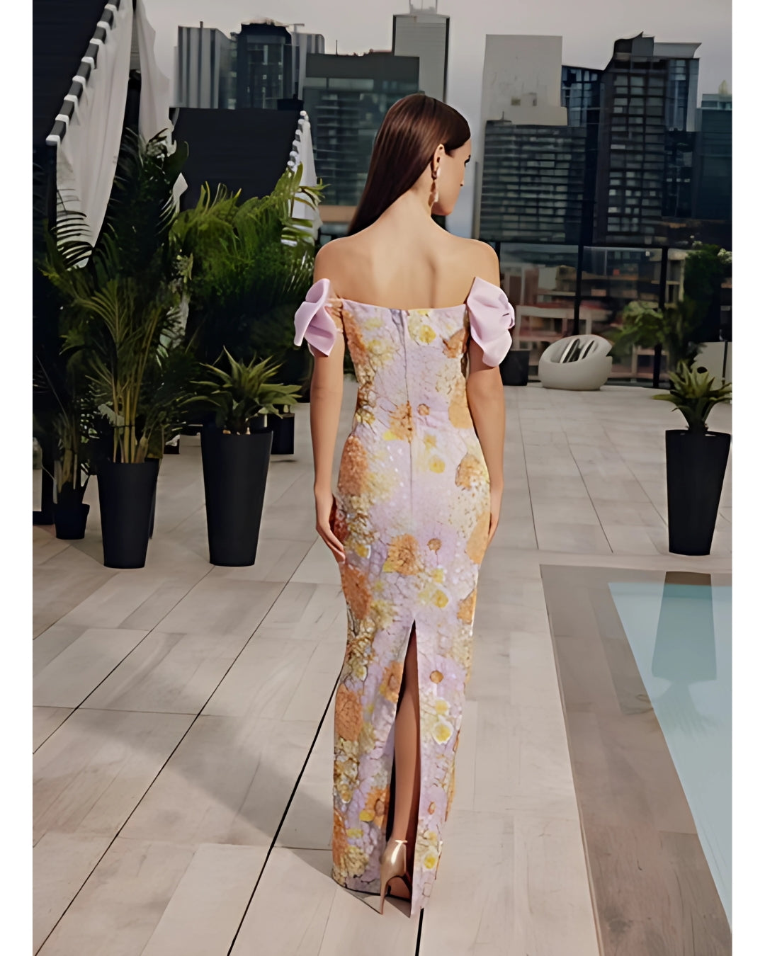 F4855 Off-the-Shoulder Gown