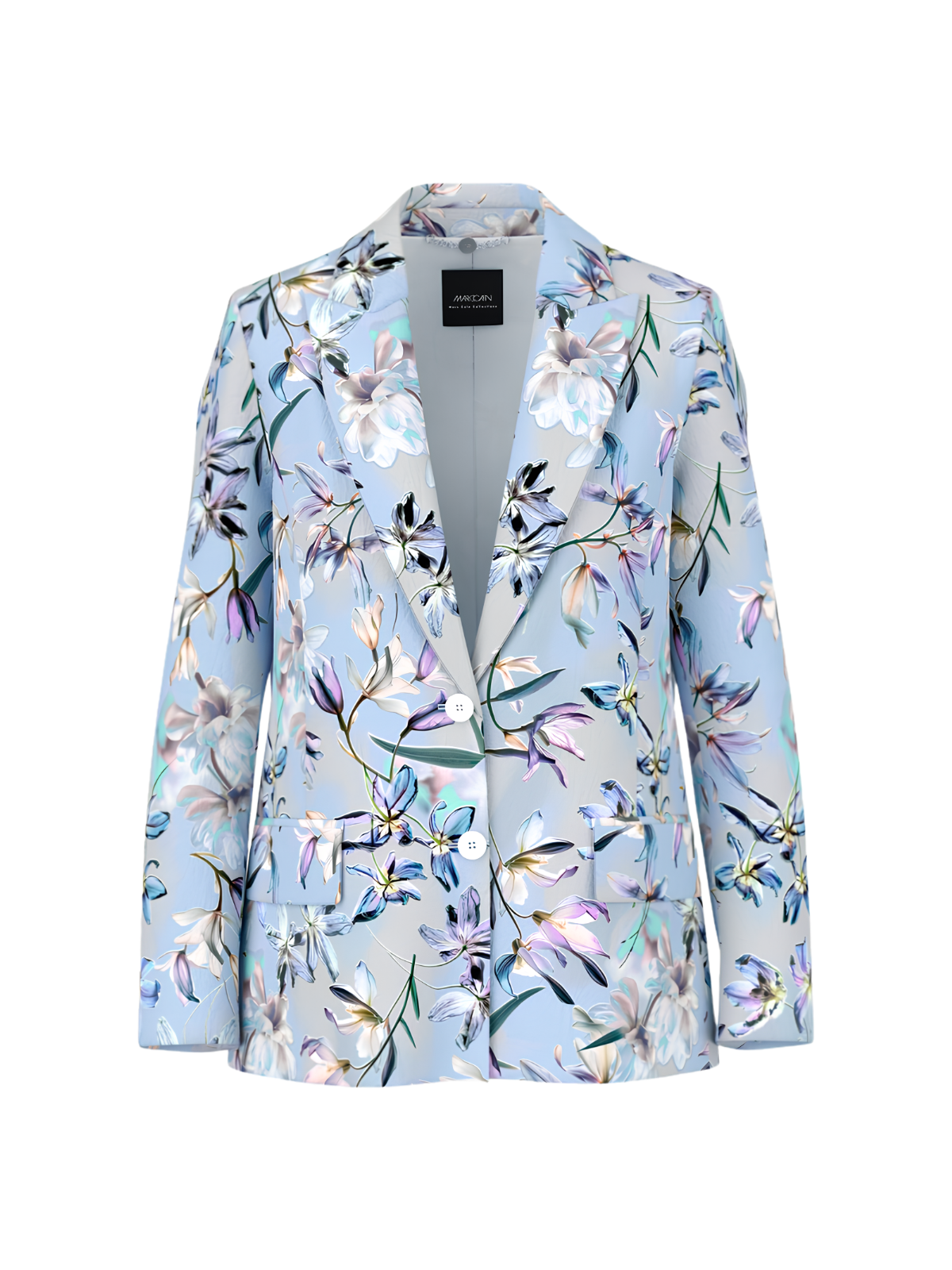 Single-Breasted Blazer with Floral Pattern