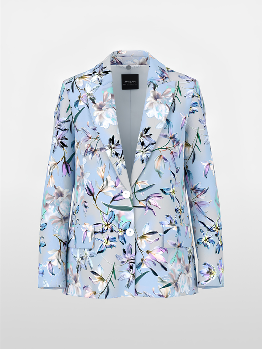 Single-Breasted Blazer with Floral Pattern