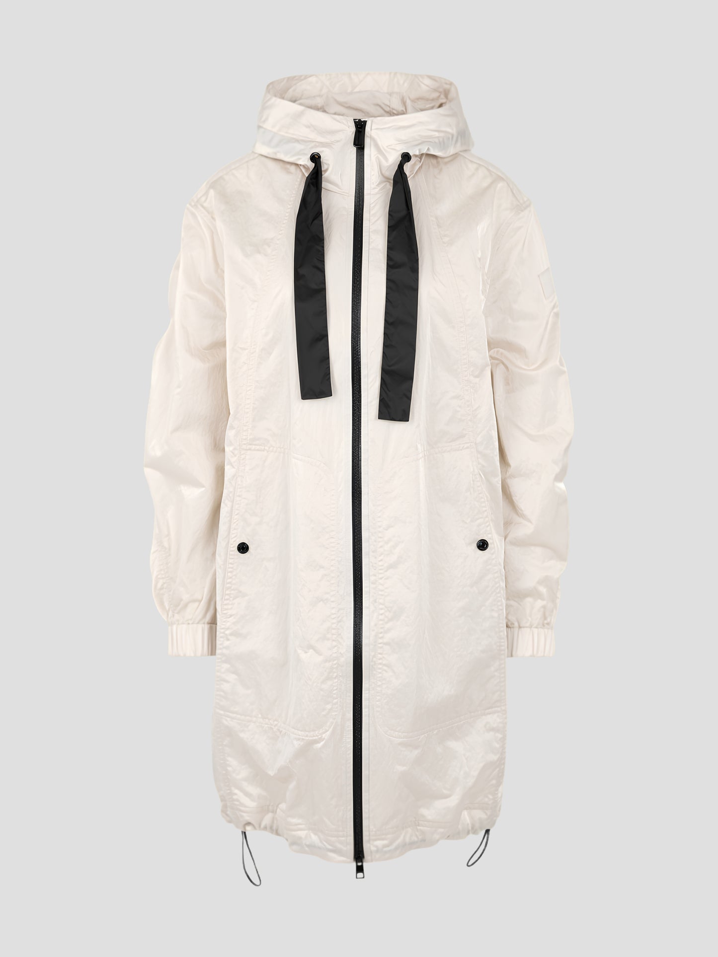 Shiny coat with contrasting details