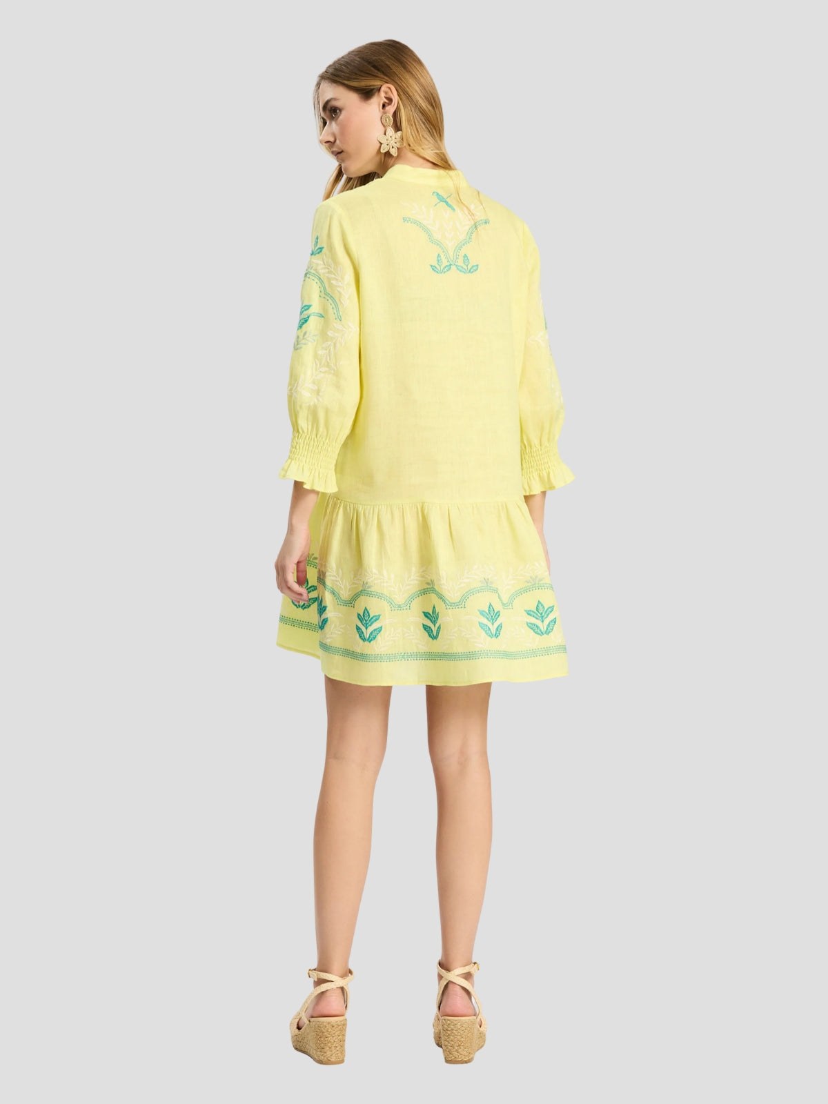 Nikki Linen Embroidered Dress