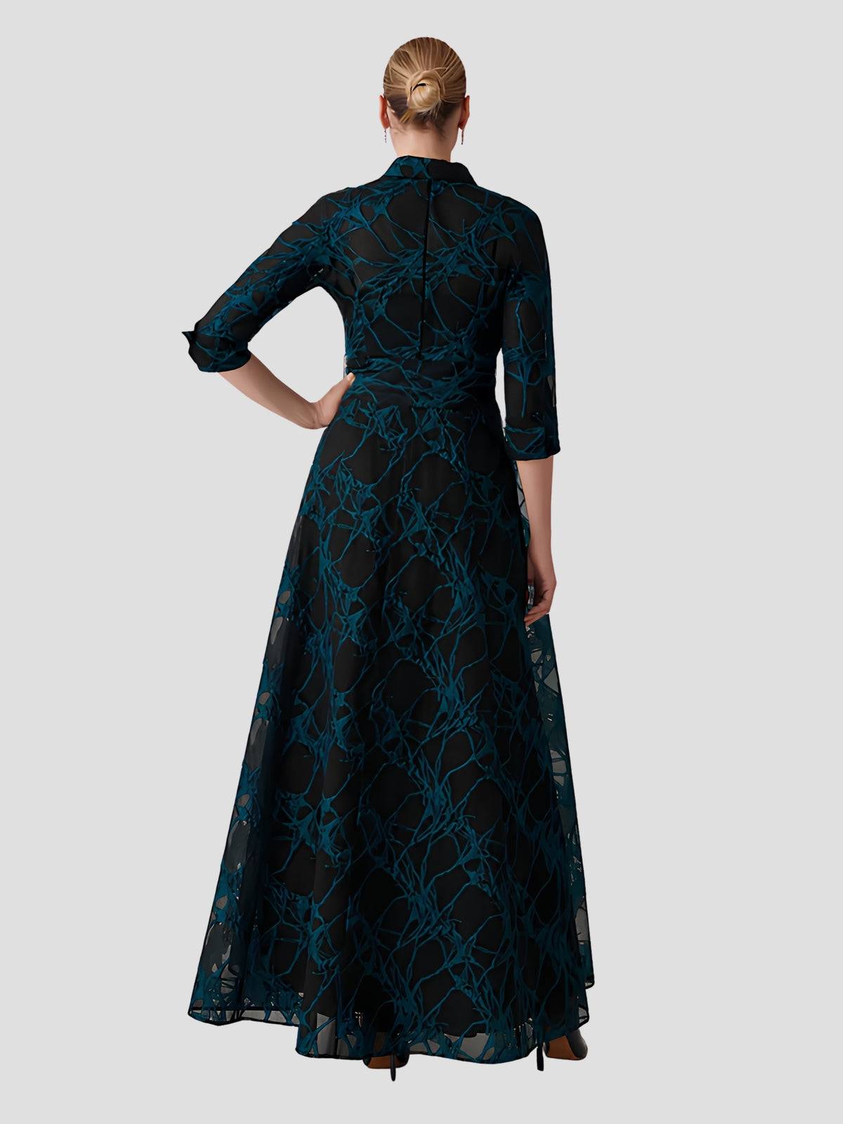 Organza Web Pattern Shirt Dress