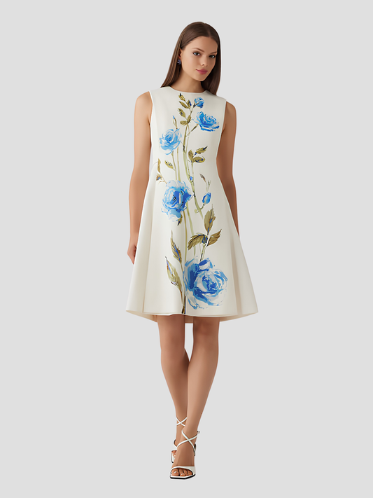 Crepe Digital Flower Print Apron Dress