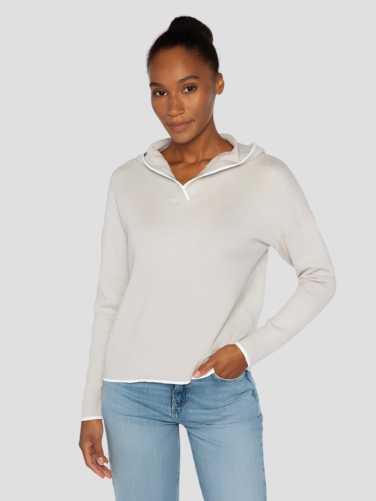Rib Pullover Hoodie- Greystone