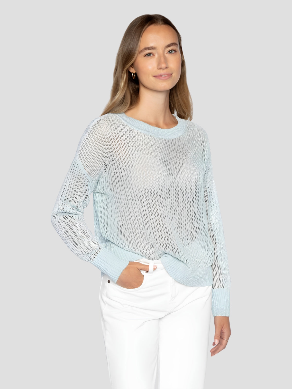 Open Texture Lurex Crew