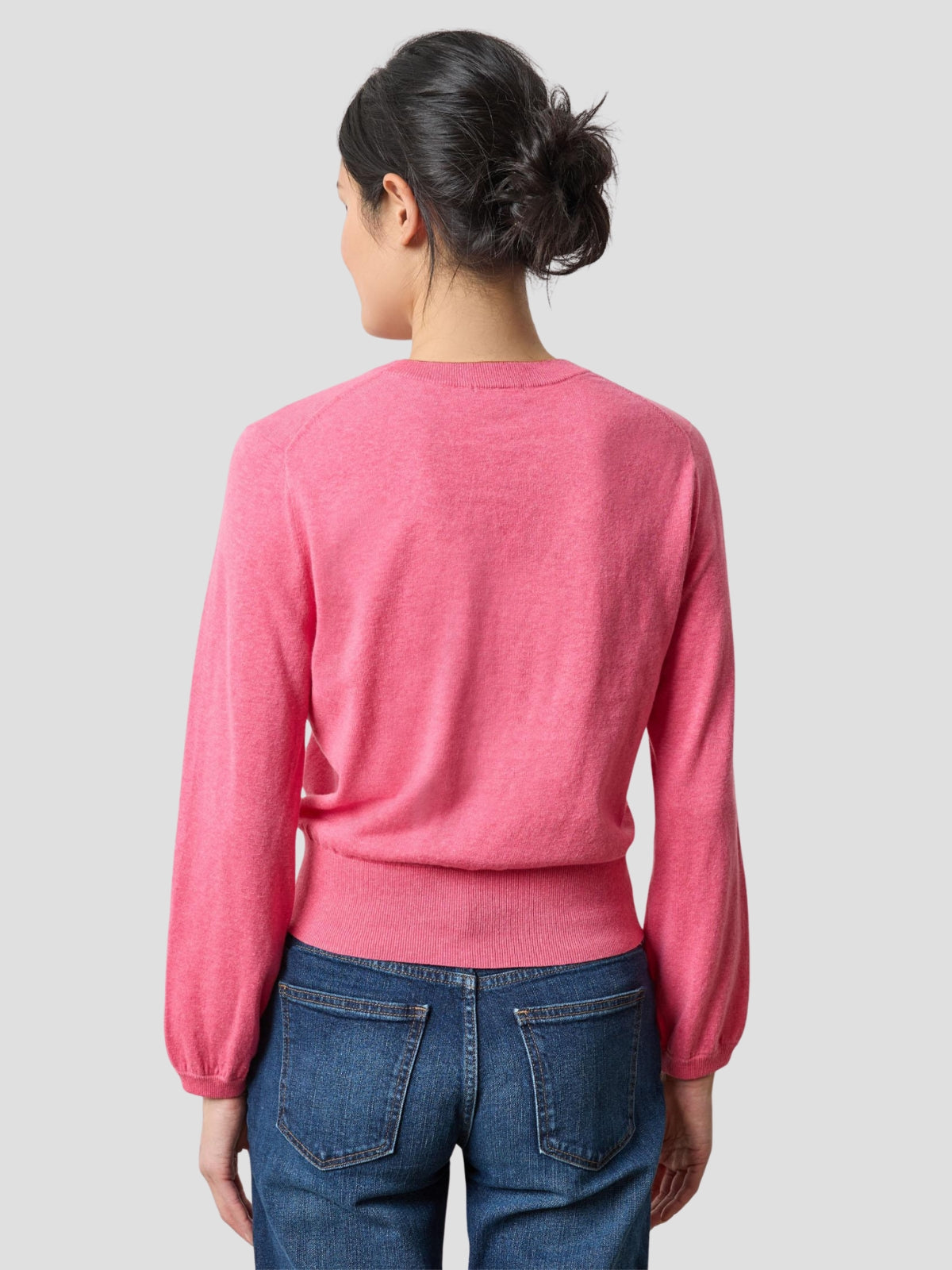 Shirred Sleeve Crewneck Sweater