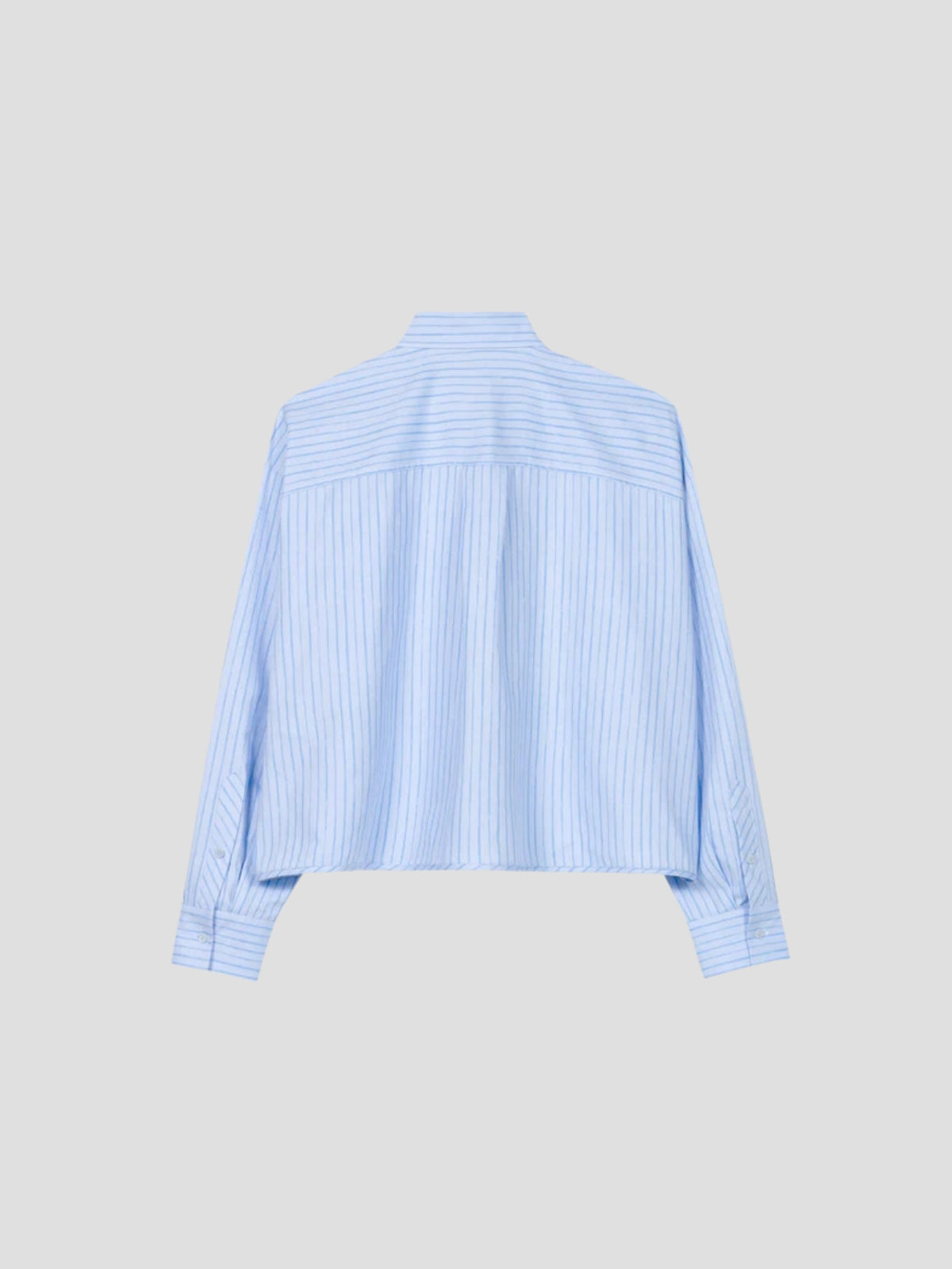 Striped Shirt Blouse with Frill