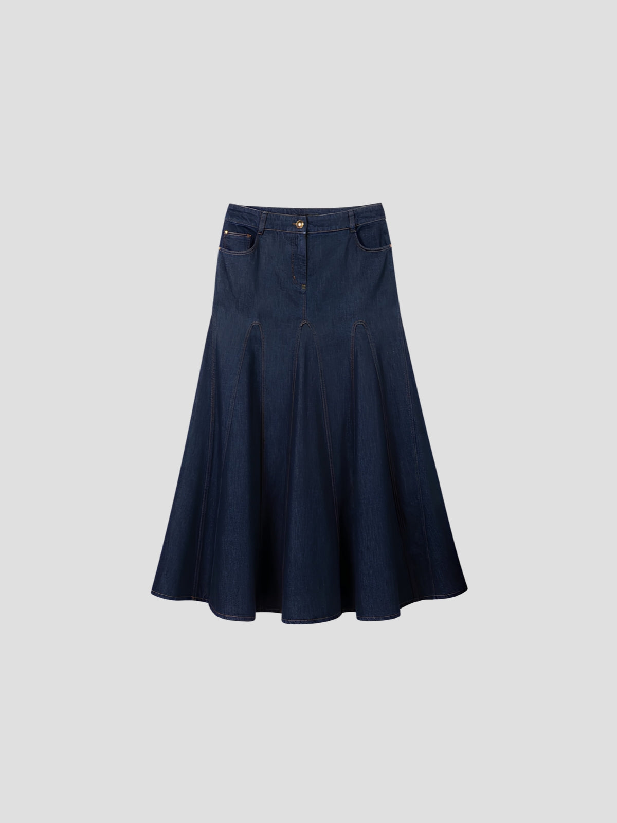 Denim Godet Skirt