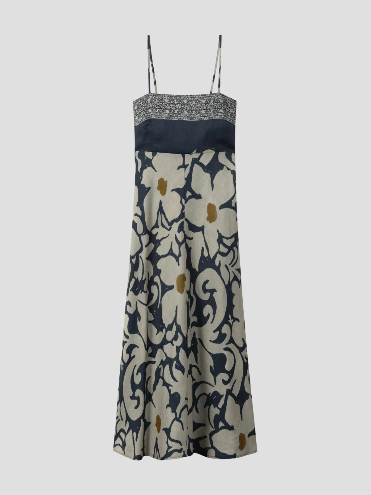 Ramie Dress with Flower Print