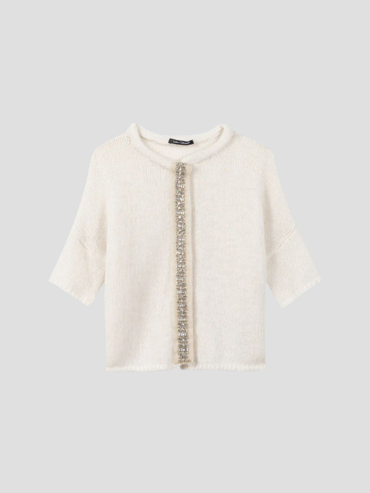 Alpaca Mix Cardigan - with Embroidery / Rhinestones