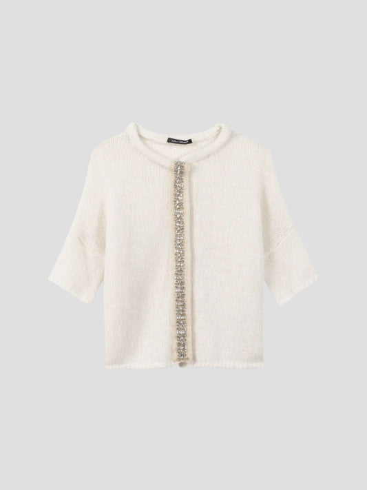 Alpaca Mix Cardigan - with Embroidery / Rhinestones