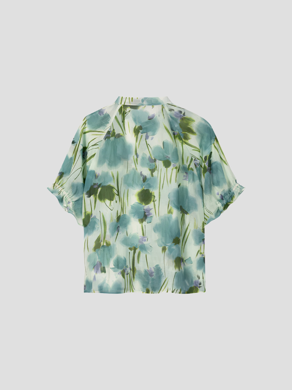 Ramie Blouse with Flower Print