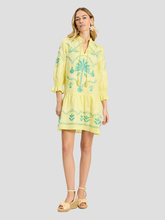 Nikki Linen Embroidered Dress