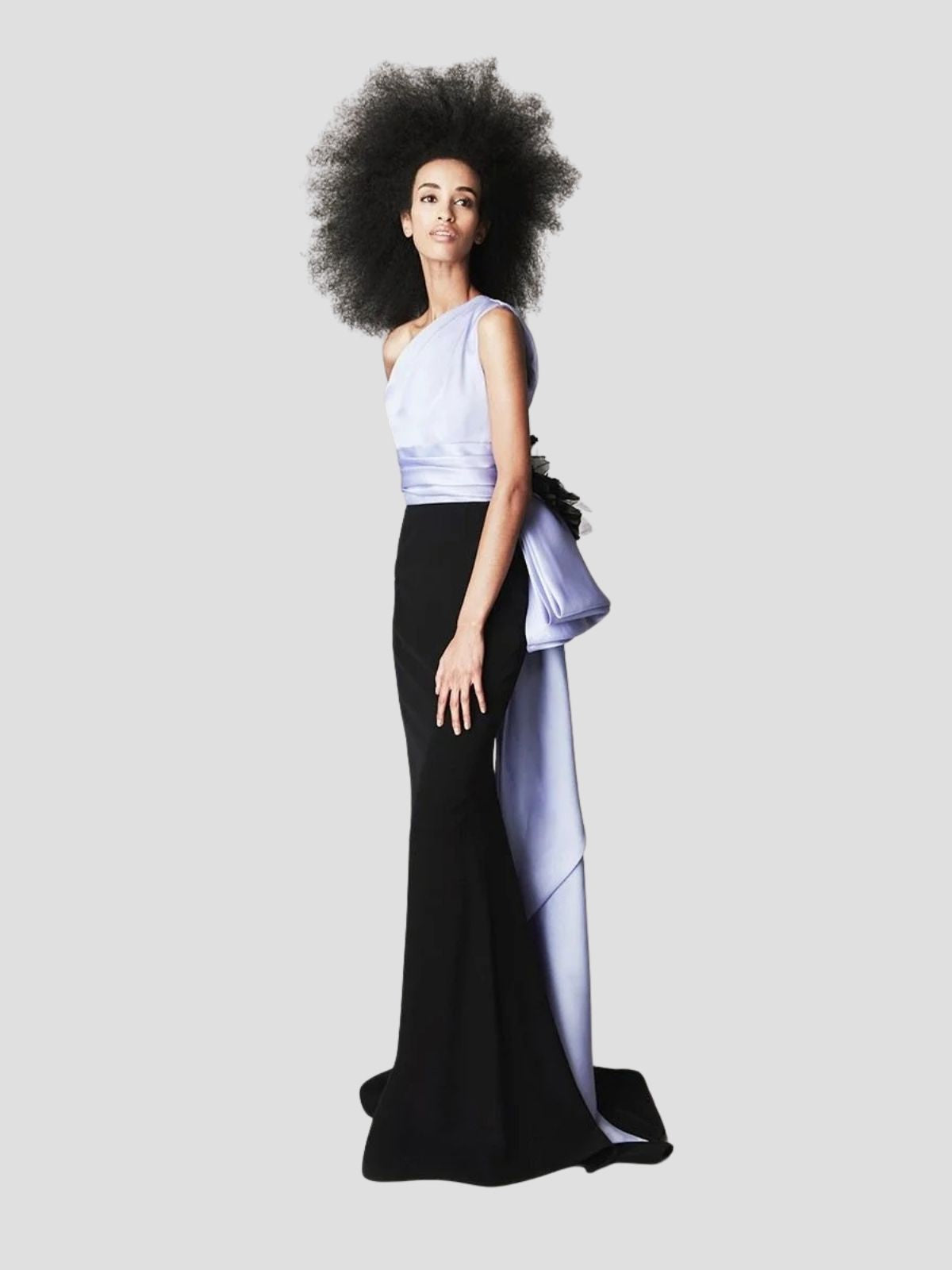 One Shoulder Purple Black Gown