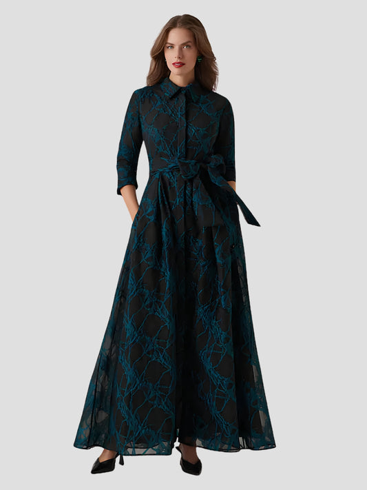 Organza Web Pattern Shirt Dress