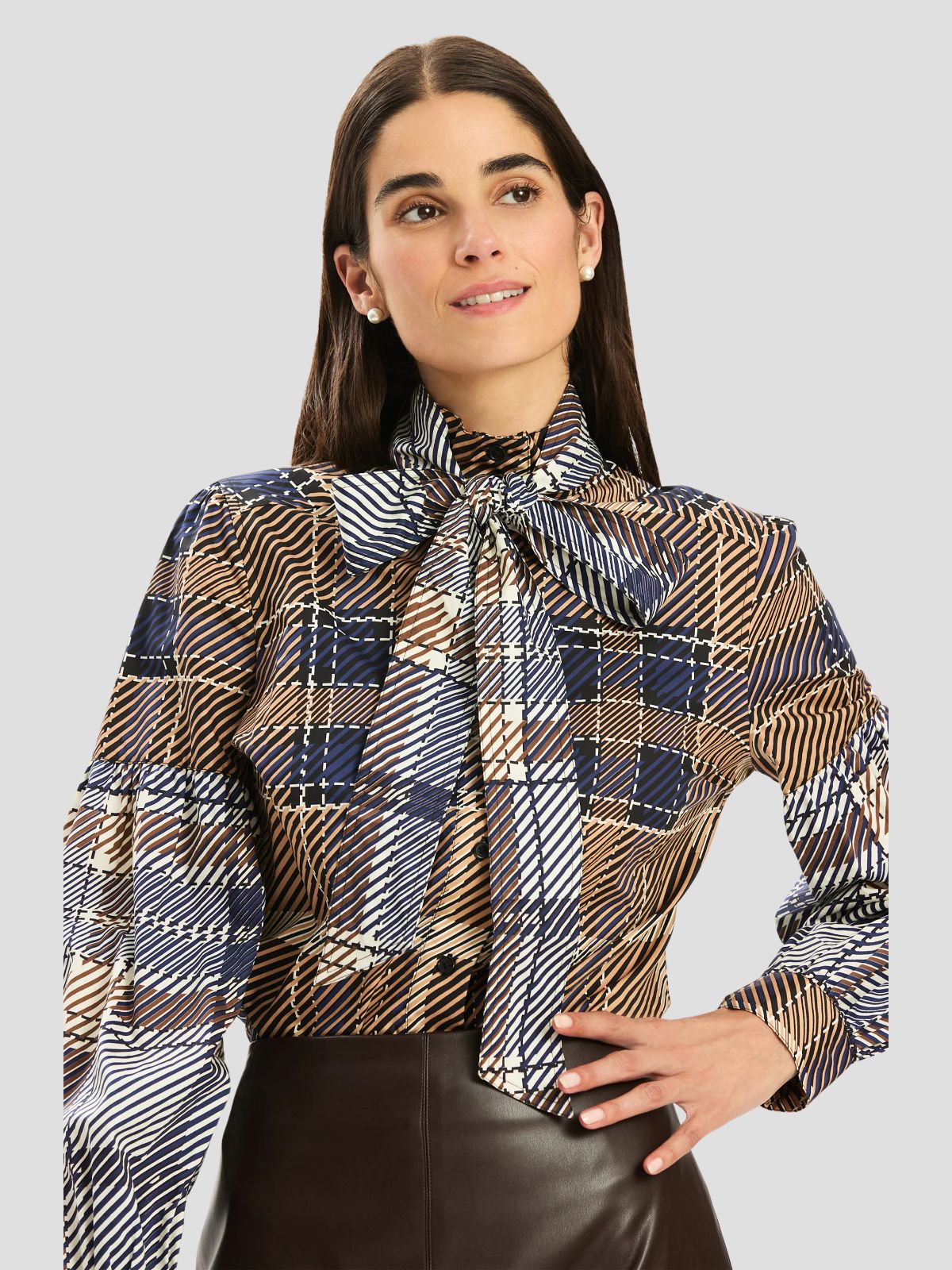 Georgia Plaid Tie Blouse