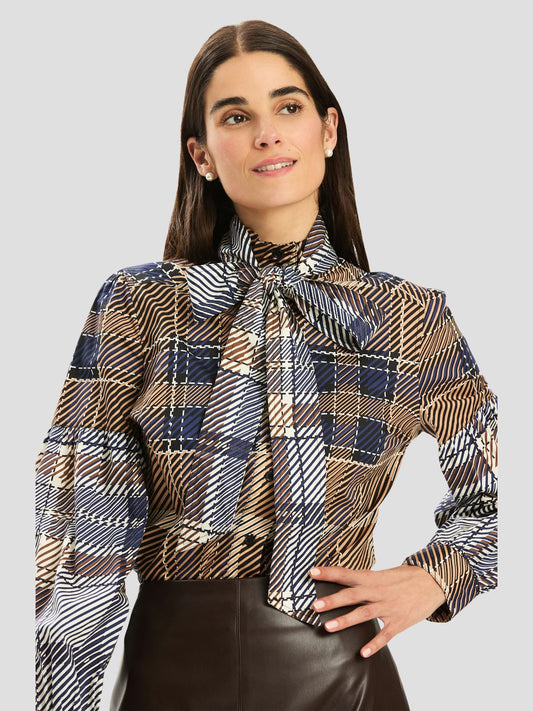 Georgia Plaid Tie Blouse