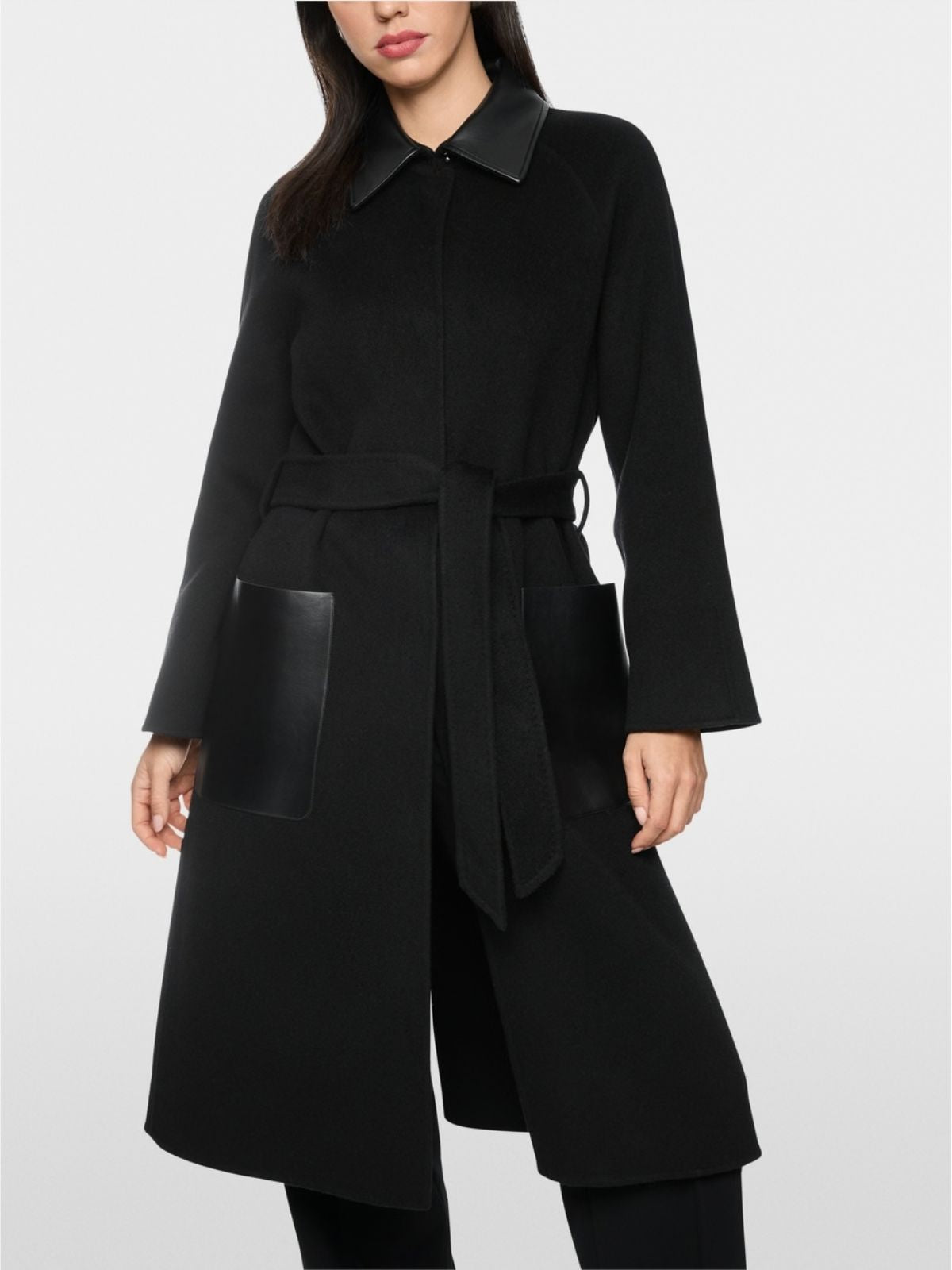 Marc Cain #BC1106W33 Short Coat with Leather Details