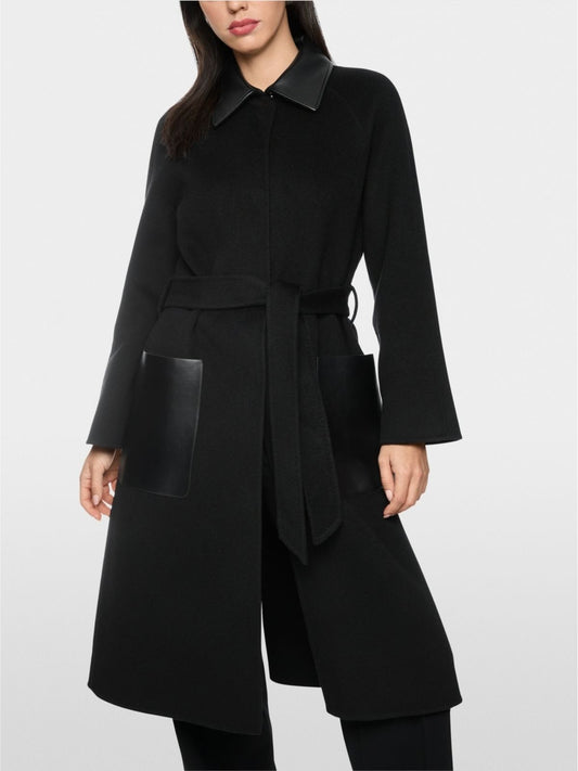 Short Coat with Leather Details